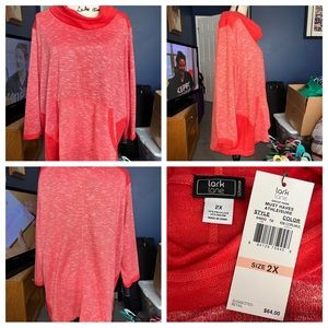 Lark Lane Red/Orange Cowl neck Sweater NWT